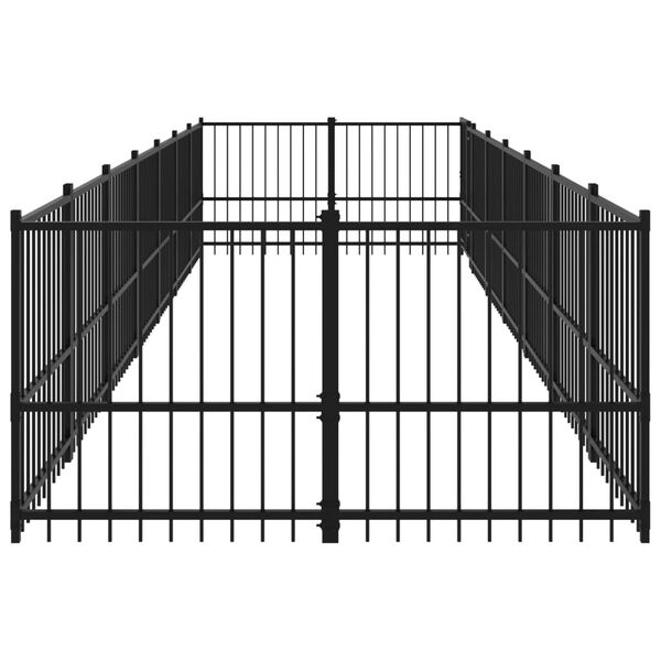 vidaXL Dog Kennel Black Powder-coated steel Large Dog Kennel