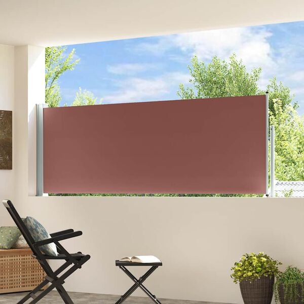 vidaXL Side Awning Brown screen, Grey stand