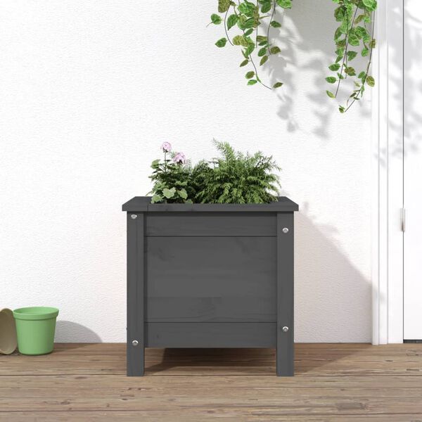 vidaXL Garden Planter Grey Solid pine wood 15.7x15.7x15.4 in