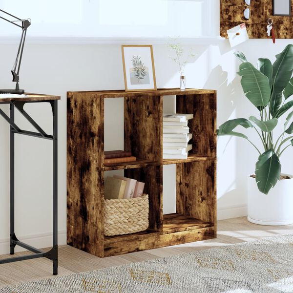 vidaXL Bookcase Smoked Oak Engineered Wood Medium Bookcase Rectangular