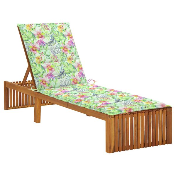 vidaXL Sun Lounger Brown Solid Acacia wood, 100% polyester fabric