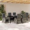 vidaXL Garden Dining Set with Cushion 7 pcs Grey Poly Rattan