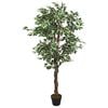 vidaXL Artificial Ficus Tree Green Wood, Textile Fiber, Plastic