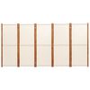 vidaXL 5-Panel Room Divider Cream White 137.8"x70.9"