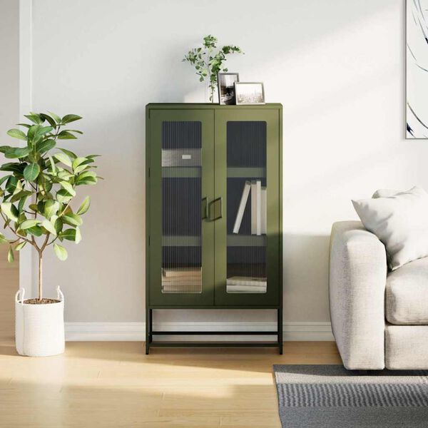 vidaXL Highboard Olive green Cold-rolled steel Medium