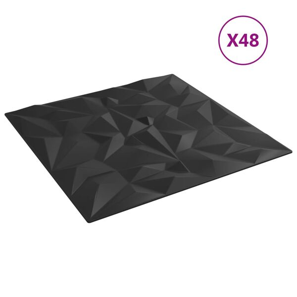 vidaXL Wall Panels 48 pcs Black 19.7"x19.7" XPS 129.2 ft² Amethyst