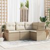 vidaXL Garden Sofa Set with Cushion 4 pcs Beige Poly Rattan
