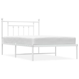 vidaXL Bed Frame White Powder-Coated Steel Single Bed Frame