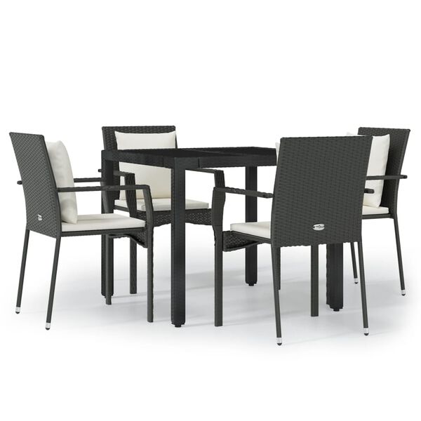vidaXL Garden Dining Set Black, Cream White