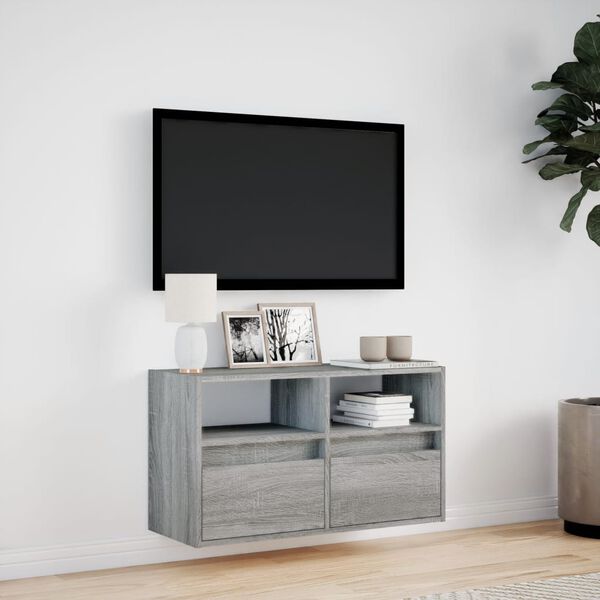 vidaXL TV Wall Cabinet Grey Sonoma Engineered Wood Compact