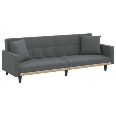 vidaXL Sofa Bed with Cushions Dark Gray Fabric