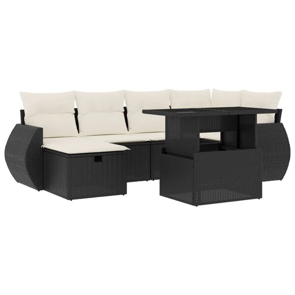 vidaXL Garden Sofa Set Black, Cream White