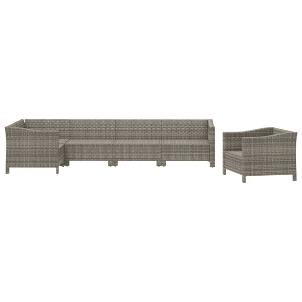 vidaXL Garden Lounge Set Grey Poly Rattan and Powder-Coated Steel