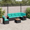 vidaXL 7 Piece Patio Sofa Set with Cushions Black Poly Rattan (US only)