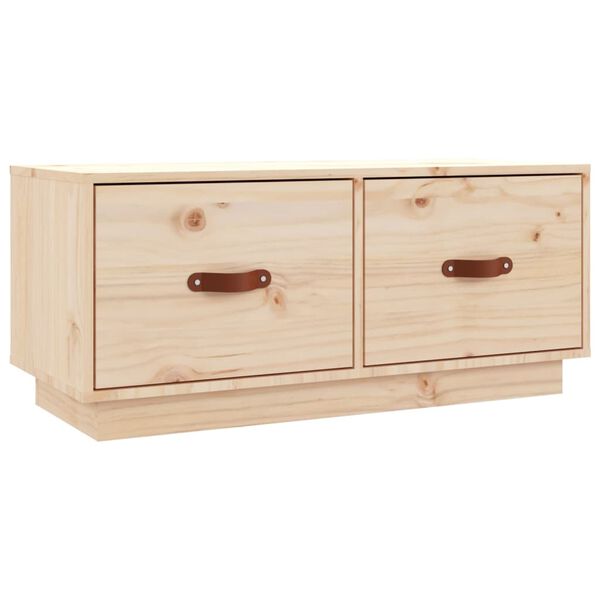 vidaXL TV Cabinet Natural Solid Pine Wood Medium TV Cabinet