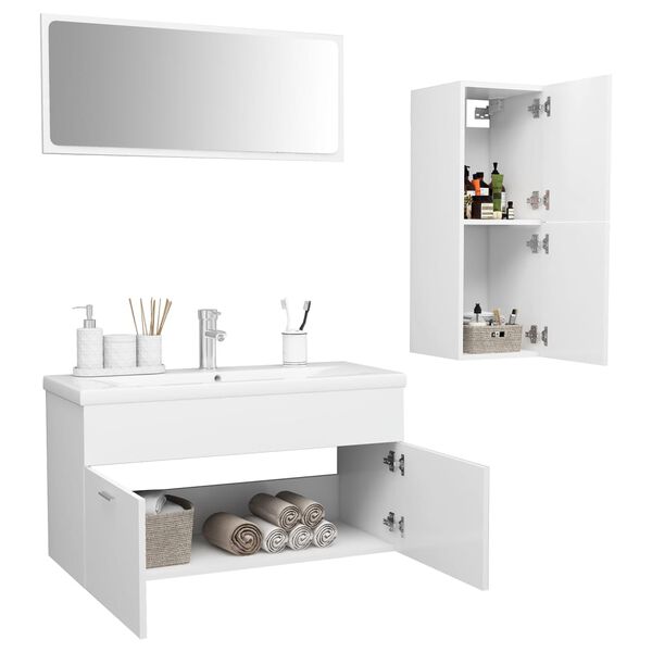 vidaXL Bathroom Furniture Set White Engineered wood, acrylic S