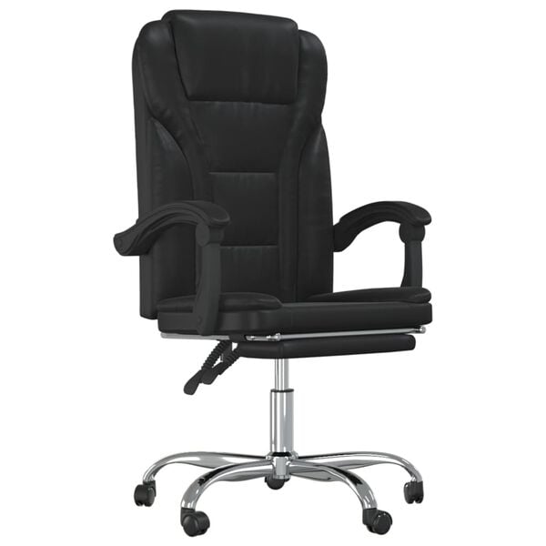 vidaXL Reclining Office Chair Black Faux leather Adjustable Swivel