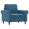 vidaXL Sofa Chair with Footstool Blue 23.6" Velvet