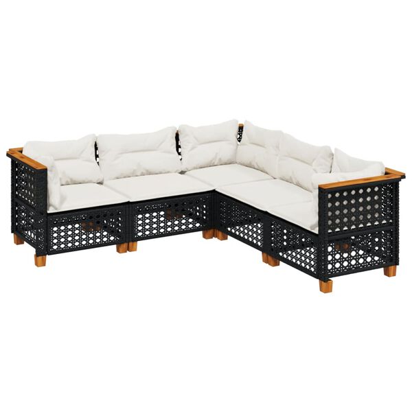 vidaXL Garden Sofa Set Black, Cream White