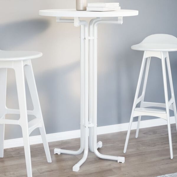 vidaXL Dining Table White Engineered wood, Powder-Coated Steel