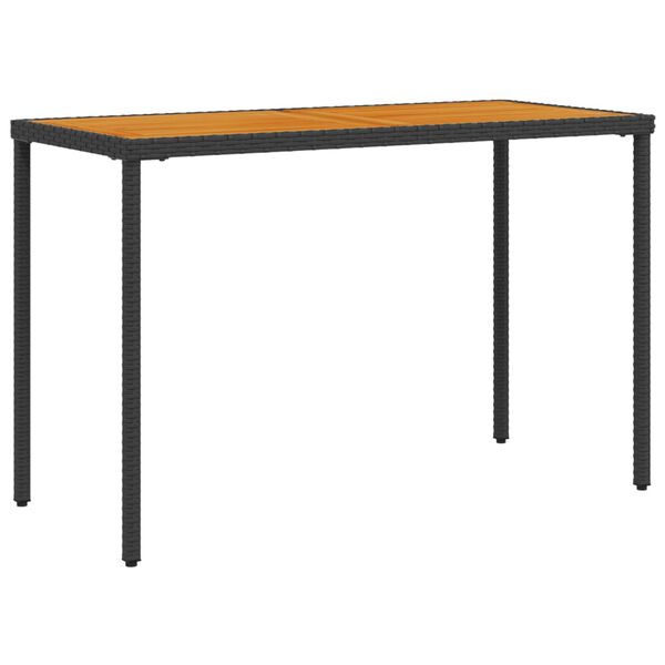 vidaXL Garden Table Black PE rattan, powder-coated steel, solid acacia wood