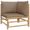 vidaXL Garden Lounge Set Taupe Bamboo, Polyester 7 Piece Set Modular