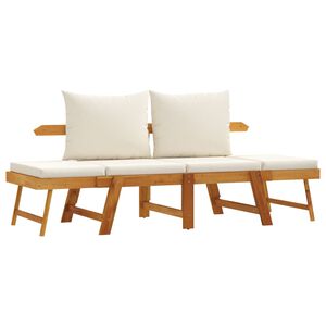 vidaXL Garden Bench Cream white Solid Acacia wood 2-in-1 adjustable