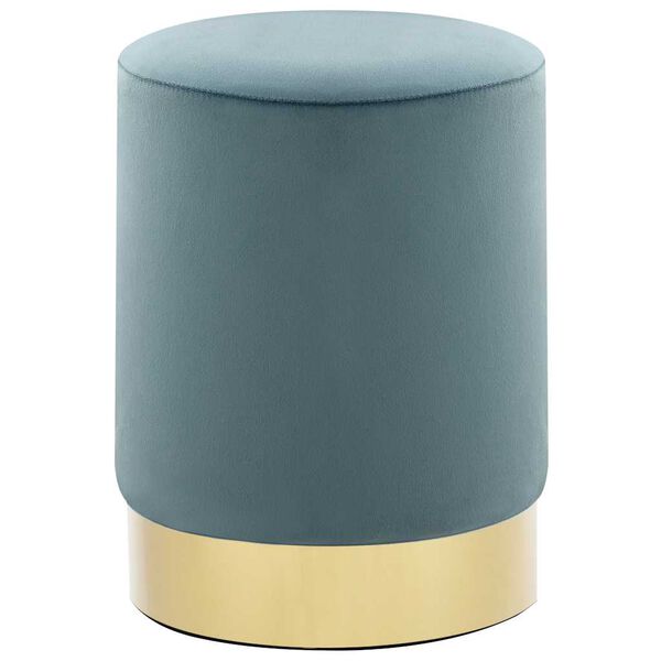 vidaXL Stool Light blue and gold Velvet, metal, plywood Compact