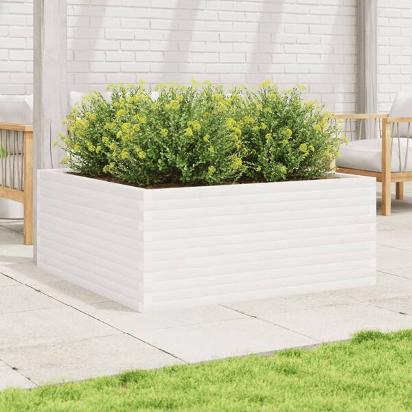 vidaXL Garden Planter White Solid pine wood Plenty of space