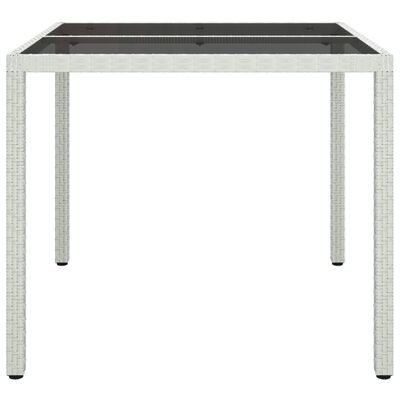 vidaXL Patio Table 35.4"x35.4"x29.5" Tempered Glass and Poly Rattan White