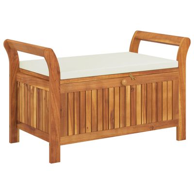 vidaXL Patio Storage Bench with Cushion 35.8" Solid Wood Acacia
