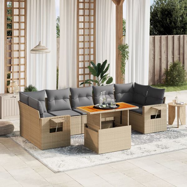 vidaXL Garden Sofa Set Beige, Light Grey