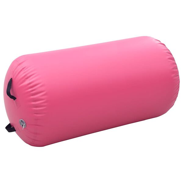 vidaXL Inflatable Gymnastic Roll with Pump 47.2x35.4" PVC Pink