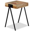 vidaXL Side Table Durable Rectangular Industrial Teak Wood Accent Table