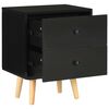 vidaXL Bedside Cabinet Set of 2 Black MDF and solid pine Bedside Cabinet