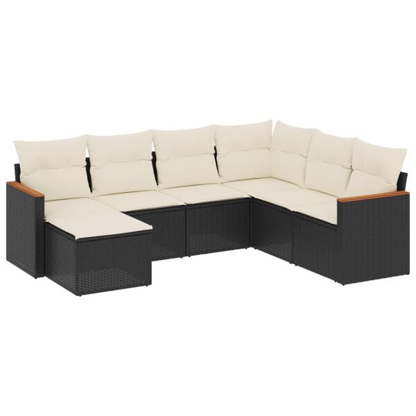 vidaXL Garden Sofa Set Black and Cream White