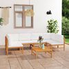 vidaXL Garden Lounge Set Cream Smooth sanded teak hardwood, polyester fabric