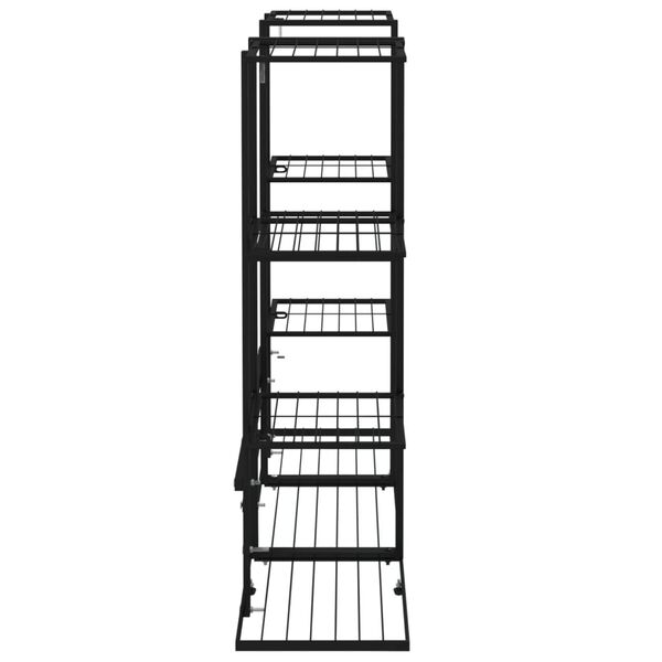 vidaXL Flower Stand Black Iron Standard Flower Stand Rectangular