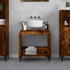 vidaXL Sink Cabinet Smoked Oak Engineered wood, metal Medium