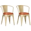 vidaXL Dining Chairs 2 pcs Brown Real Leather