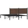 vidaXL Bed Frame Brown Oak Steel, Engineered wood King Modern
