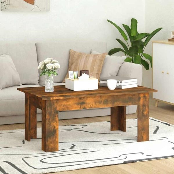 vidaXL Coffee Table Smoked Oak Engineered Wood 39.4 x 23.6 x 16.5 in