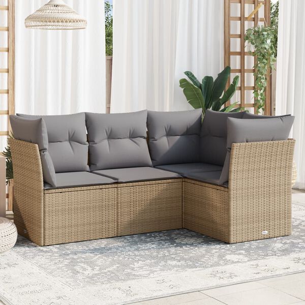 vidaXL Garden Sofa Set Beige, Light Grey