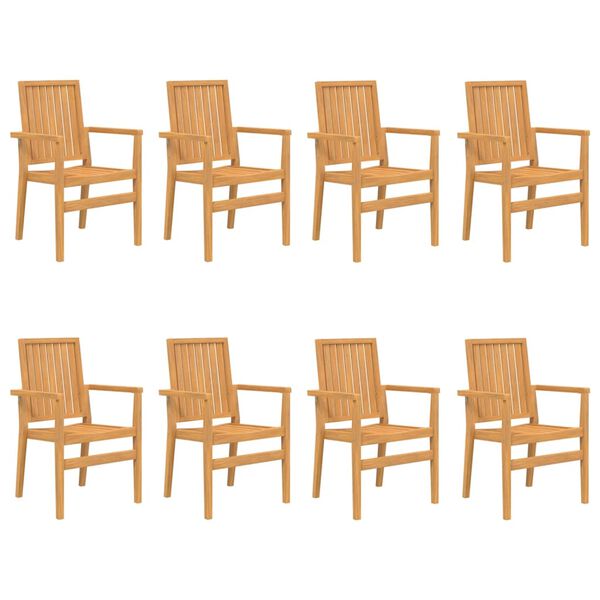 vidaXL Stackable Patio Chairs 8 pcs 22.2x22.6x35.8" Solid Wood Teak