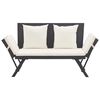 vidaXL Garden Bench Black,Cream white Poly rattan 51.2-69.3 in adjustable
