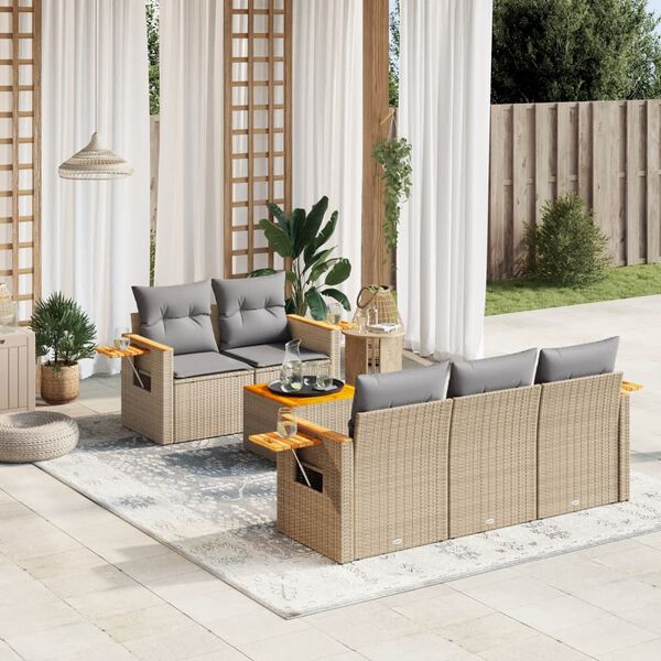 vidaXL Garden Sofa Set Beige, Light Grey