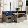 vidaXL 7 Piece Patio Sofa Set with Cushions Gray Poly Rattan