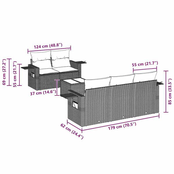 vidaXL Garden Sofa Set Black and Cream White
