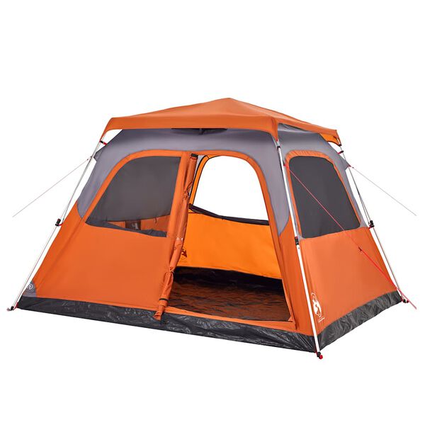 vidaXL Family Tent Dome 6-Person Gray and Orange Quick Release