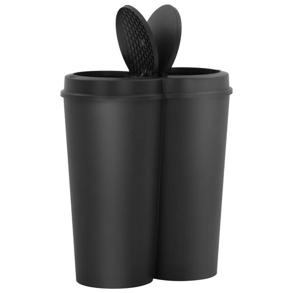vidaXL Duo Bin Trash Can Black 13.2 gal